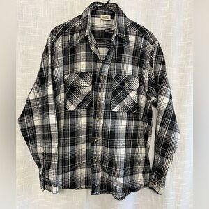 Five Brother Black and White Plaid Casual Button Down Shirt